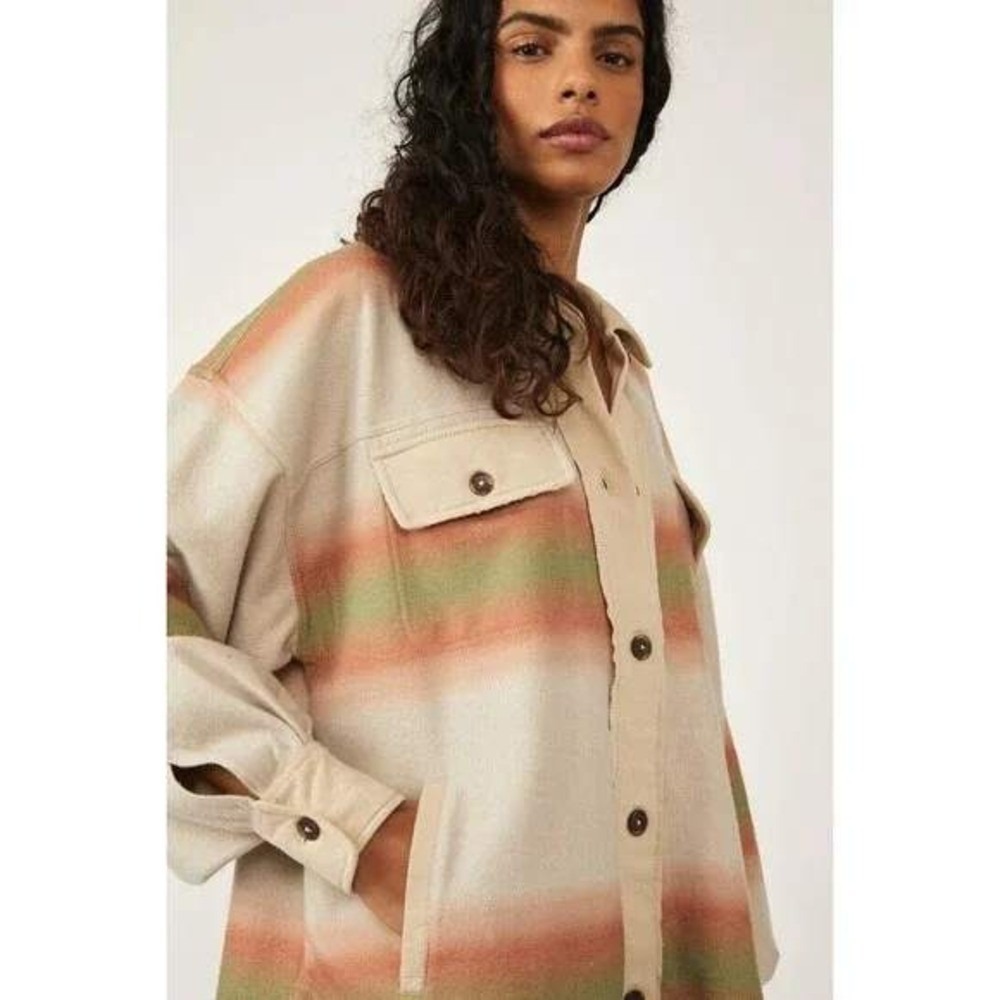 Free People Printed Ruby Shacket Marzipan Combo Oversized Medium - Picture 4 of 13